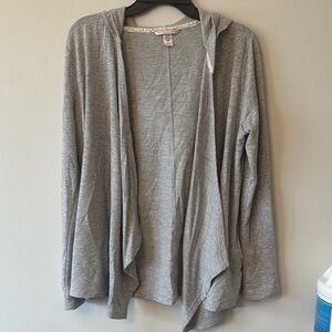 Victoria’s Secret Lightweight Heather Gray Open Front Hooded Cardigan